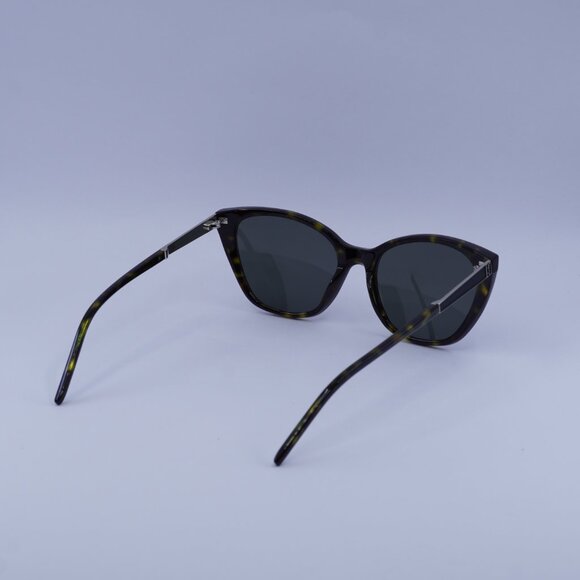 Saint Laurent SLM69 002 Sunglasses Havana/Silver Cat Eye Frame, Grey Lenses - Picture 5 of 9